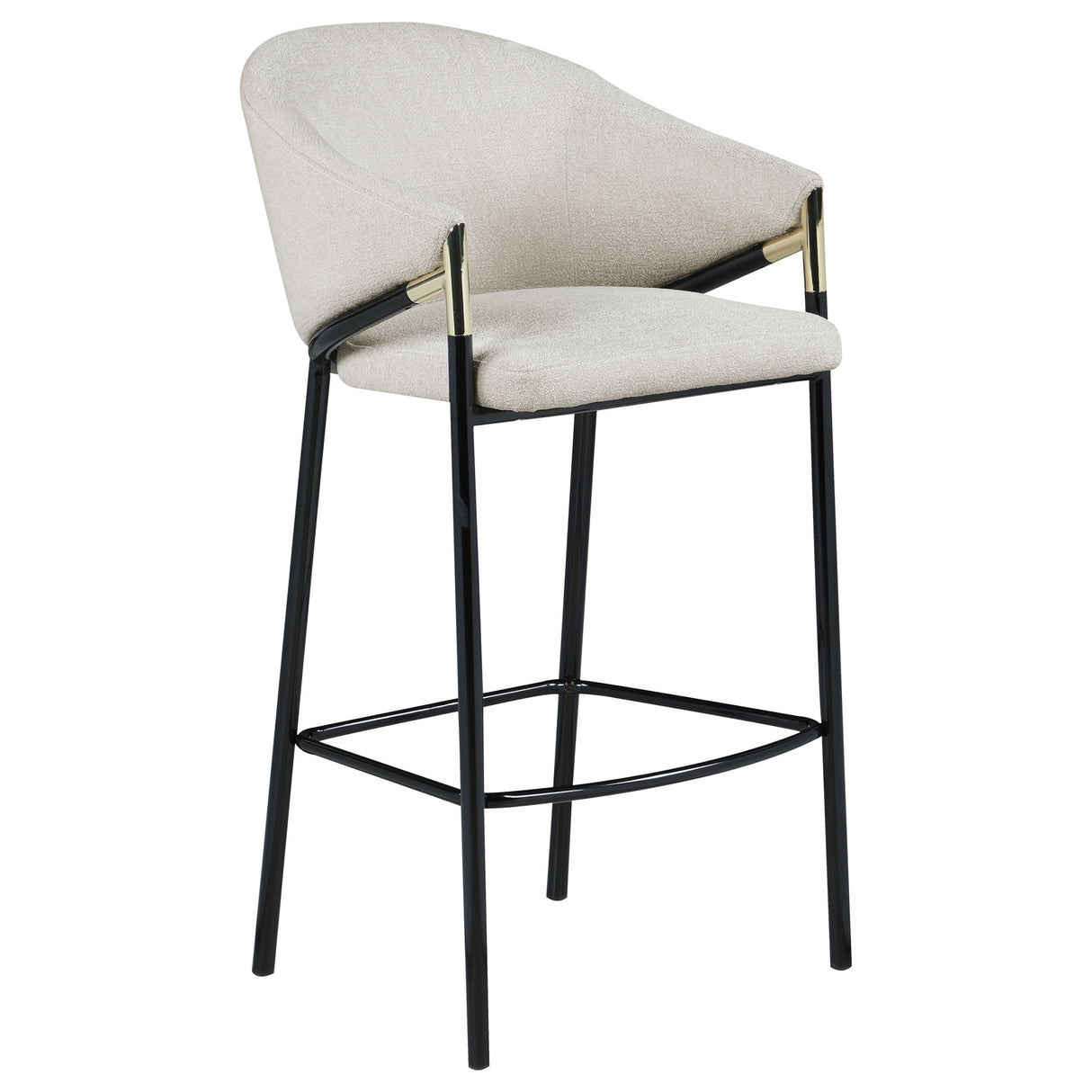 Chadwick Sloped Arm Bar Stools Beige And Glossy Black (Set Of 2)