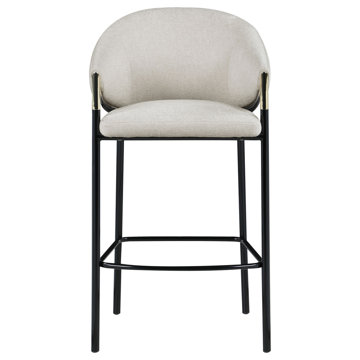 Chadwick Sloped Arm Bar Stools Beige And Glossy Black (Set Of 2)