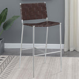 Adelaide Upholstered Bar Stool With Open Back Brown And Chrome