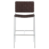 Adelaide Upholstered Bar Stool With Open Back Brown And Chrome