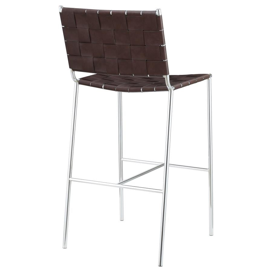 Adelaide Upholstered Bar Stool With Open Back Brown And Chrome