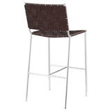 Adelaide Upholstered Bar Stool With Open Back Brown And Chrome