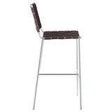 Adelaide Upholstered Bar Stool With Open Back Brown And Chrome