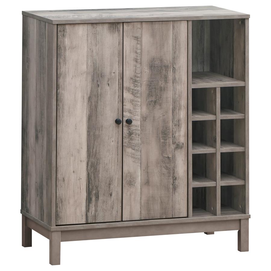 Cheyenne 2-Door Wine Cabinet With Stemware Rack Weathered Acacia