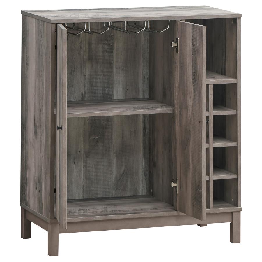 Cheyenne 2-Door Wine Cabinet With Stemware Rack Weathered Acacia