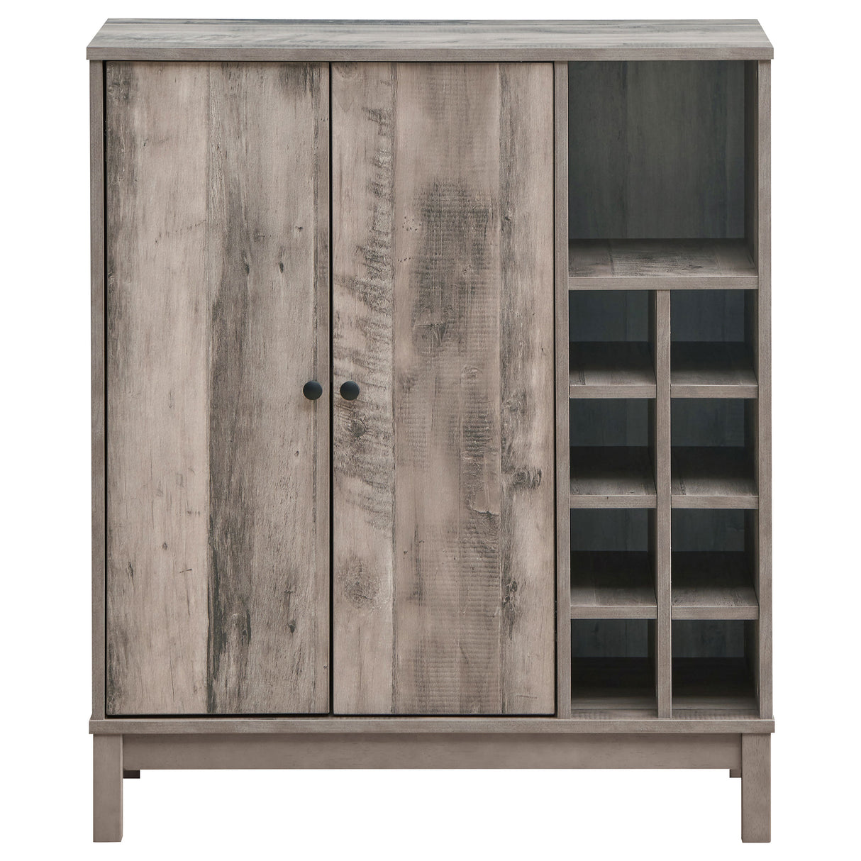 Cheyenne 2-Door Wine Cabinet With Stemware Rack Weathered Acacia