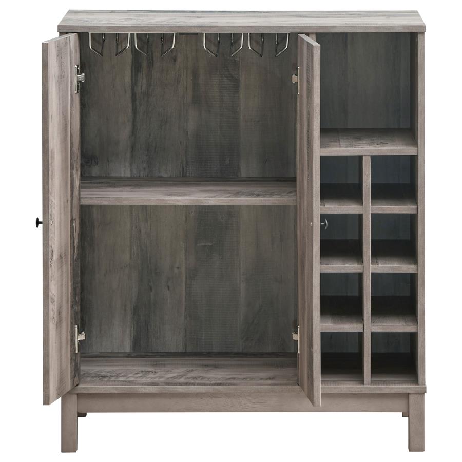 Cheyenne 2-Door Wine Cabinet With Stemware Rack Weathered Acacia