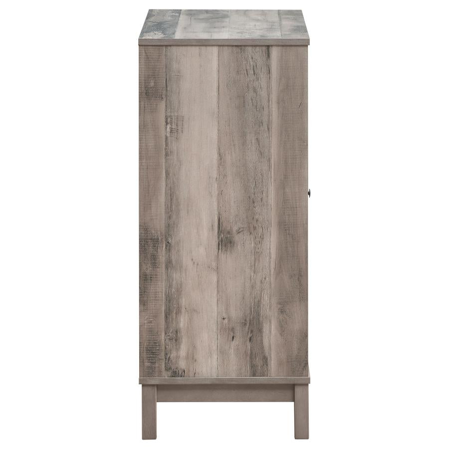 Cheyenne 2-Door Wine Cabinet With Stemware Rack Weathered Acacia