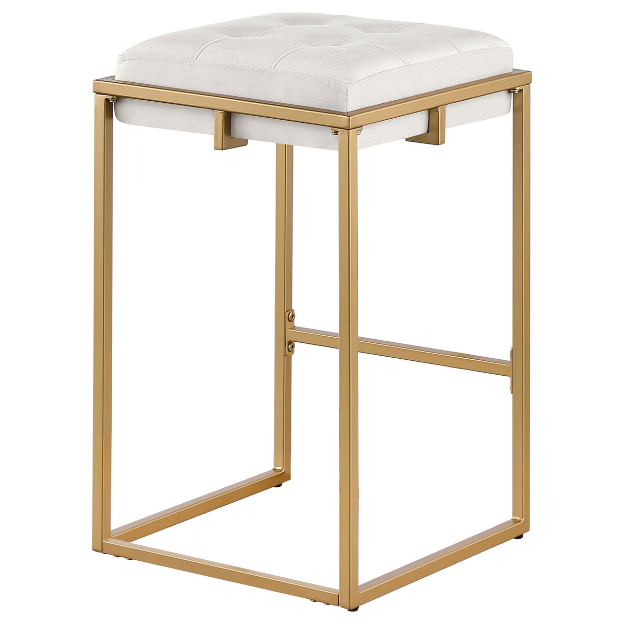 Nadia Square Padded Seat Counter Height Stool (Set Of 2) Beige And Gold