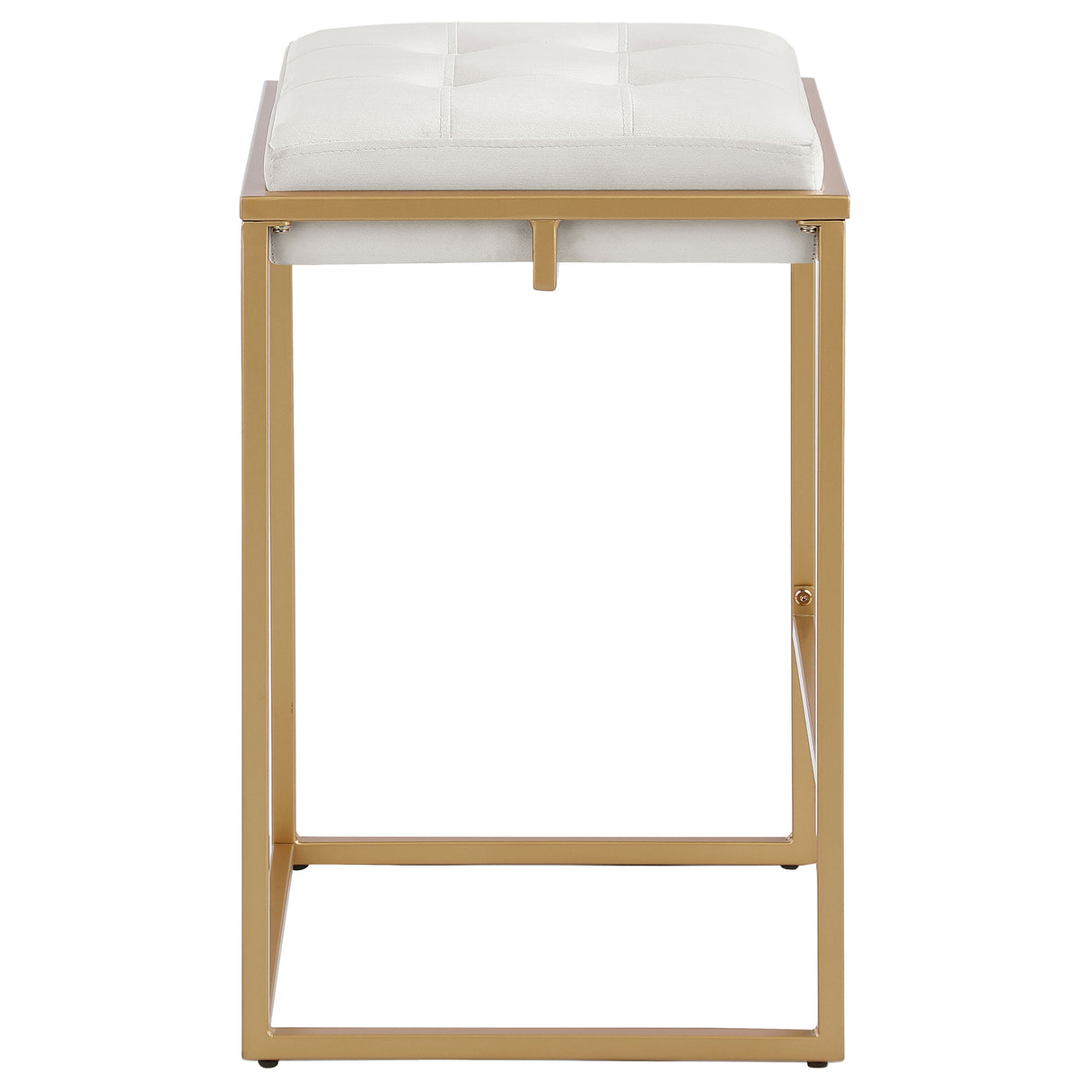 Nadia Square Padded Seat Counter Height Stool (Set Of 2) Beige And Gold