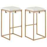 Nadia Square Padded Seat Bar Stool (Set Of 2) Beige And Gold