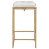 Nadia Square Padded Seat Bar Stool (Set Of 2) Beige And Gold