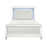 Alonza Metallic White Eastern King Bed, Led Lighting