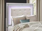 Alonza Metallic White Eastern King Bed, Led Lighting