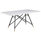 Gabrielle White 5-Piece Marble Top Dining Table Set And Grey