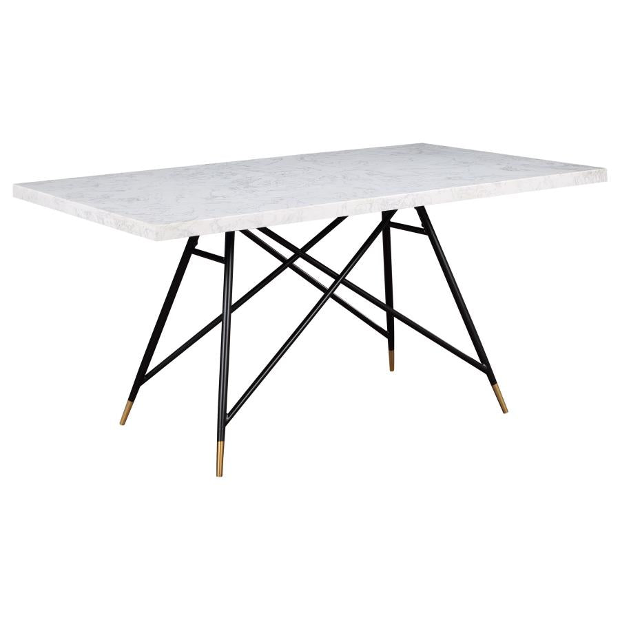 Gabrielle White Rectangular 60-Inch Marble Top Dining Table