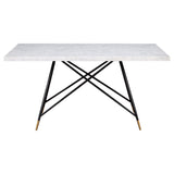 Gabrielle White Rectangular 60-Inch Marble Top Dining Table