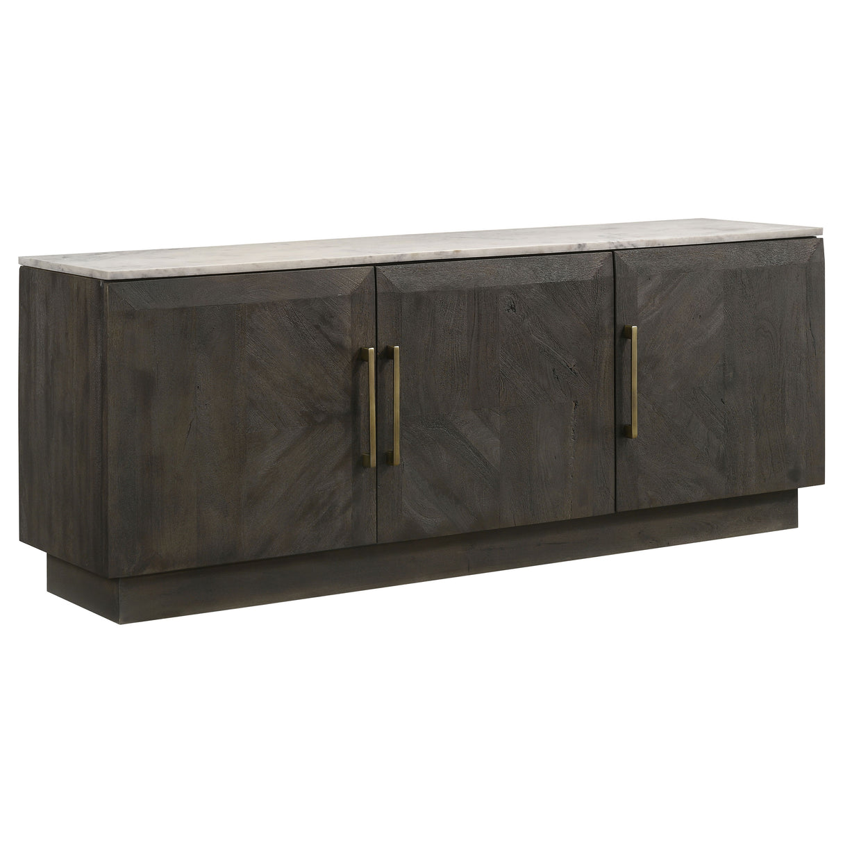 Dennis Tobacco Grey 3-Door Marble Top Sideboard Buffet