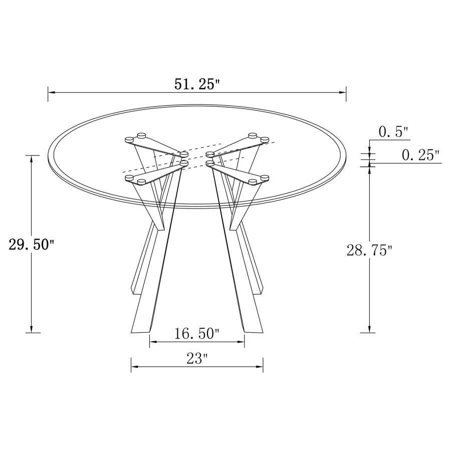 Alaia Chrome Round 51-Inch Clear Glass Top Dining Table