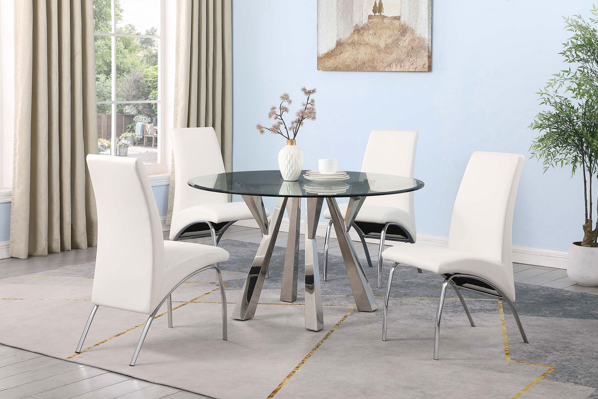 Alaia Chrome Round 51-Inch Clear Glass Top Dining Table