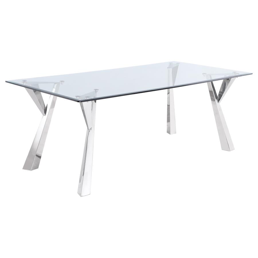 Alaia Chrome Rectangular 79-Inch Glass Top Dining Table