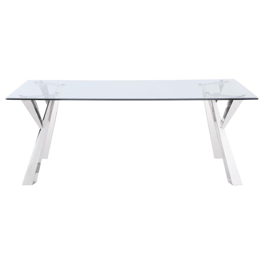 Alaia Chrome Rectangular 79-Inch Glass Top Dining Table