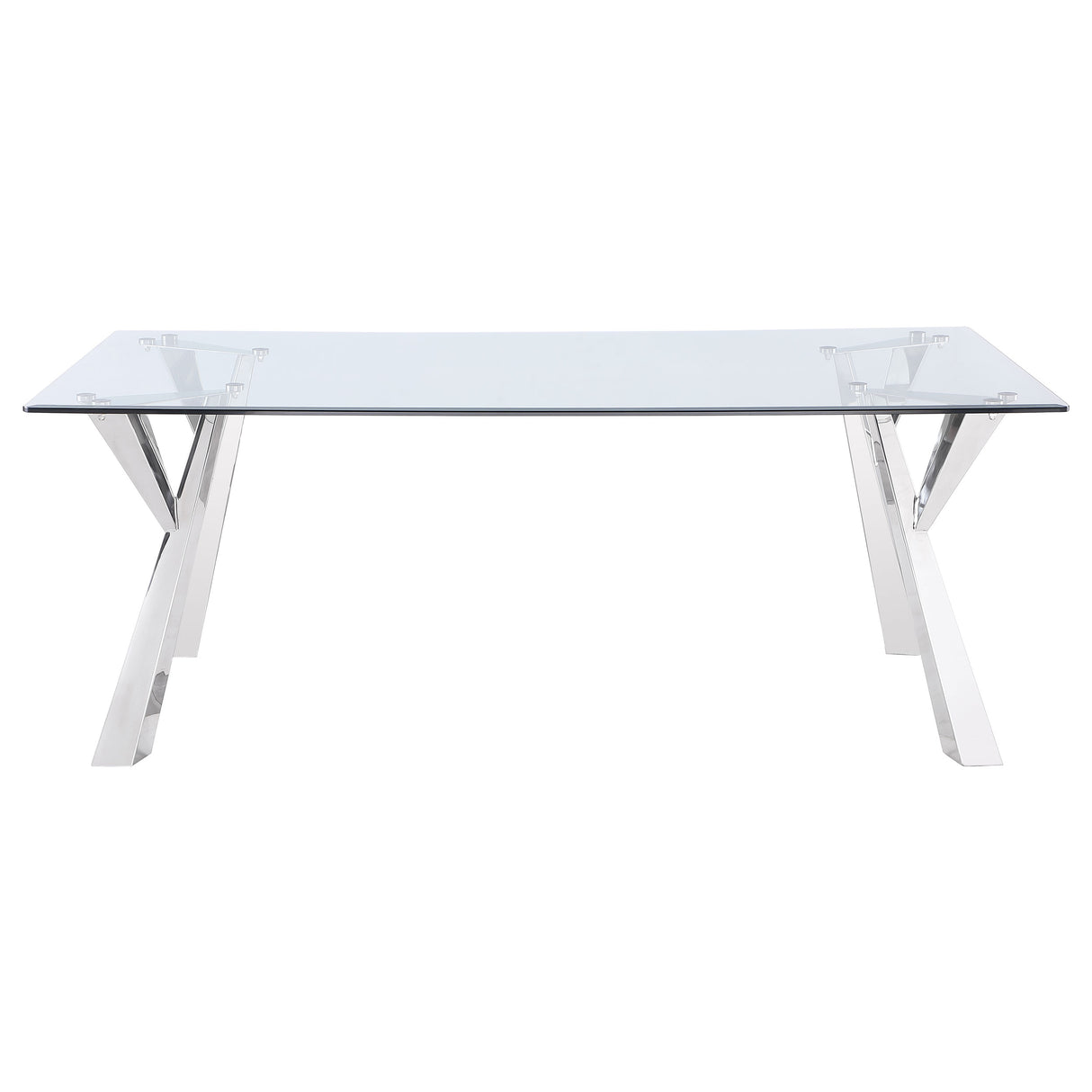 Alaia Chrome Rectangular 79-Inch Glass Top Dining Table