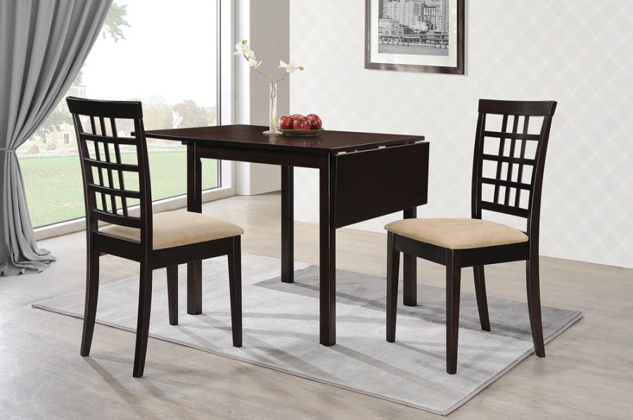 Kelso Cappuccino 3-Piece Drop Leaf Dining Table Set And Tan