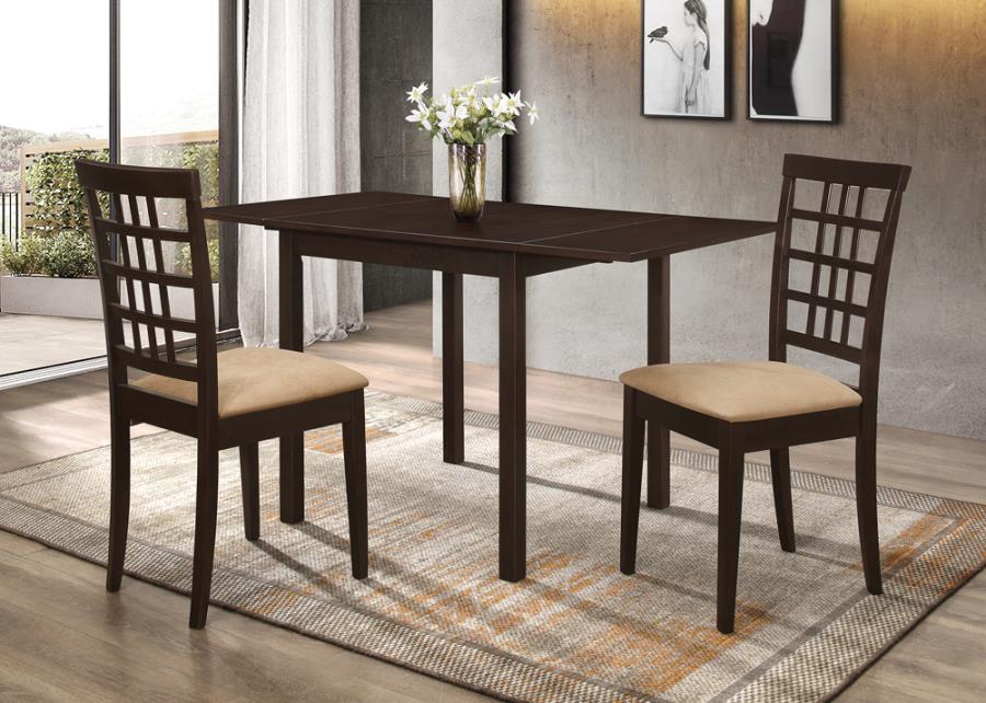 Kelso Cappuccino 3-Piece Drop Leaf Dining Table Set And Tan