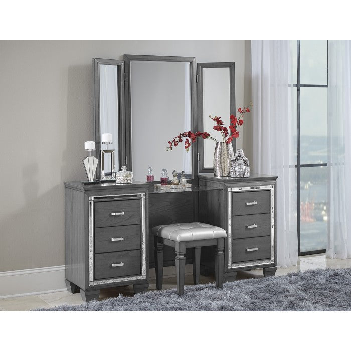 Allura Gray Vanity Stool