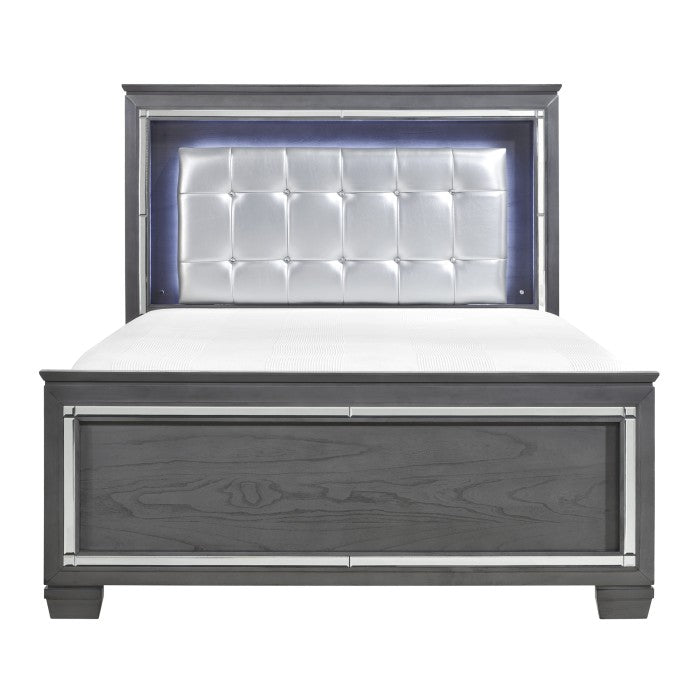 Allura Gray Eastern King Bed, Led Lighting