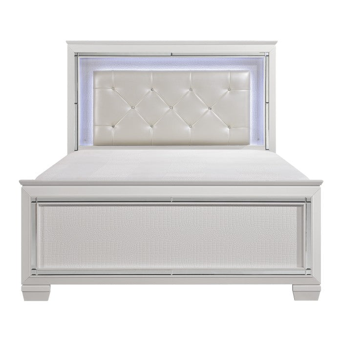 Allura White California King Bed, Led Lighting