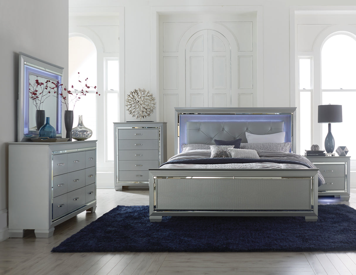 Allura Silver Eastern King Bed, Led Lighting