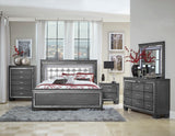 Allura Gray Eastern King Bed, Led Lighting