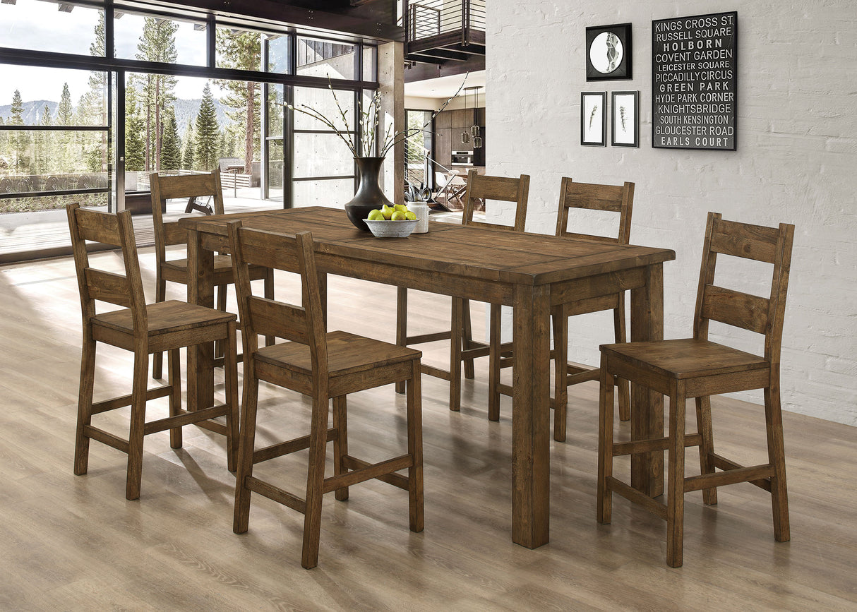 Coleman Rustic Golden Brown 7-Piece Counter Height Dining Set