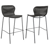 Mckinley Upholstered Bar Stools With Footrest (Set Of 2) Brown And Sandy Black