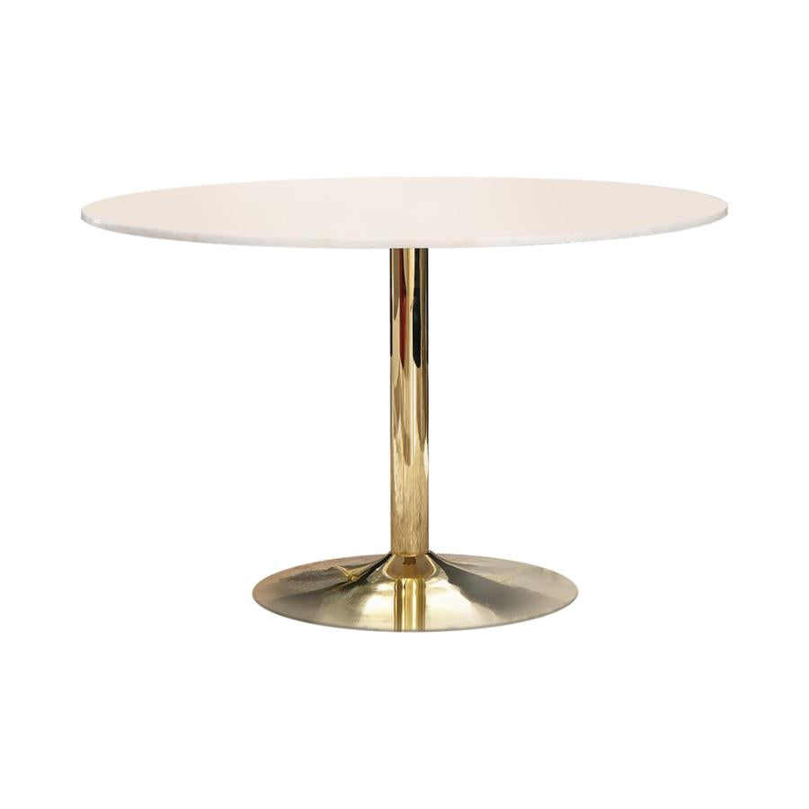 Kella White Marble Round 50-Inch Top Dining Table