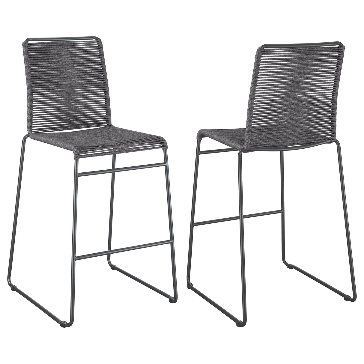 Kai Upholstered Bar Stools With Footrest (Set Of 2) Charcoal And Gunmetal