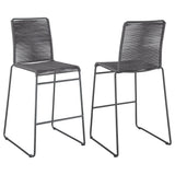 Kai Upholstered Bar Stools With Footrest (Set Of 2) Charcoal And Gunmetal