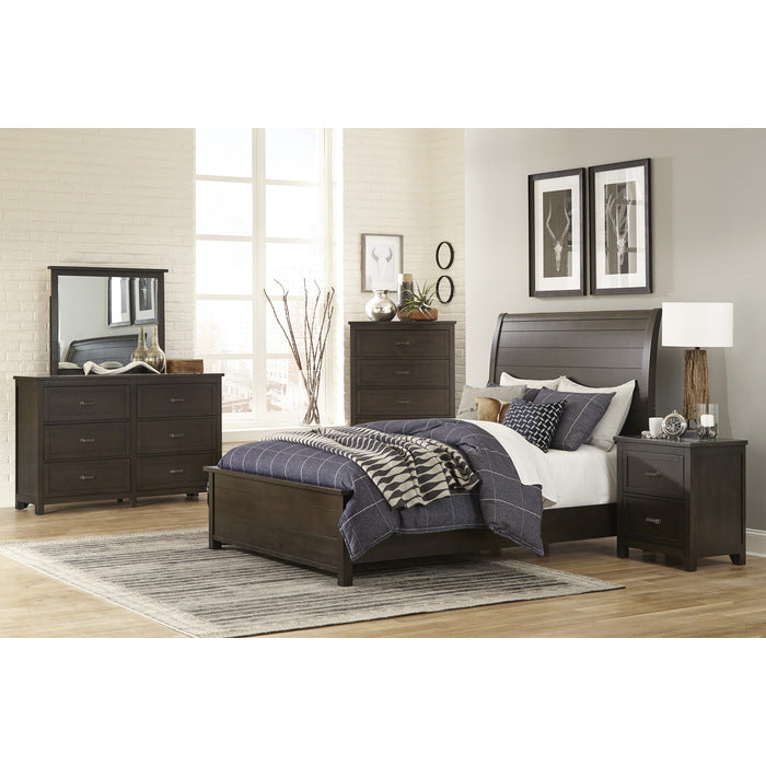 Hebron Dark Cherry Eastern King Sleigh Bed