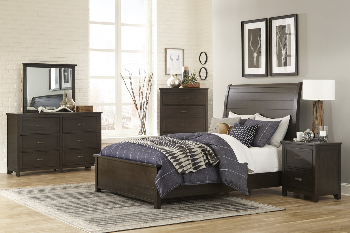 Hebron Dark Cherry Queen Sleigh Bed