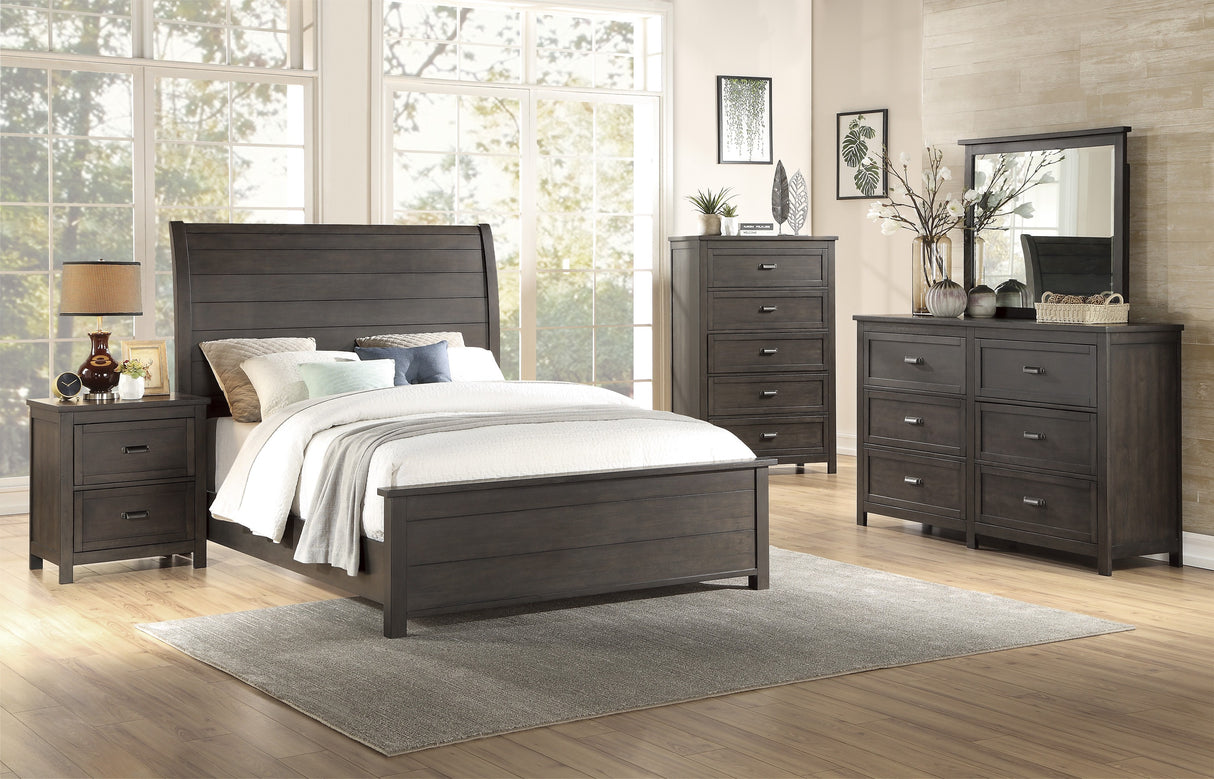 Hebron Dark Cherry Queen Sleigh Bed