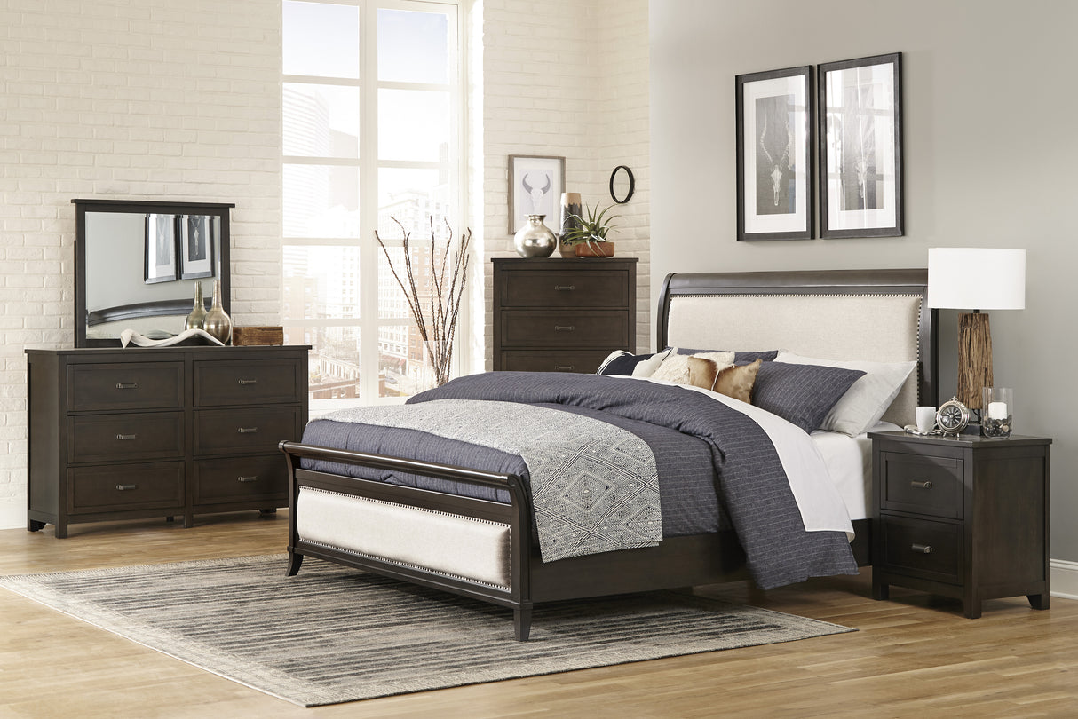 Hebron Dark Cherry Queen Bed