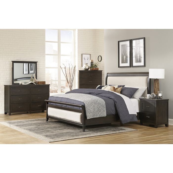 Hebron Dark Cherry Queen Bed