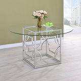 Starlight Chrome Round 54-Inch Glass Top Metal Dining Table