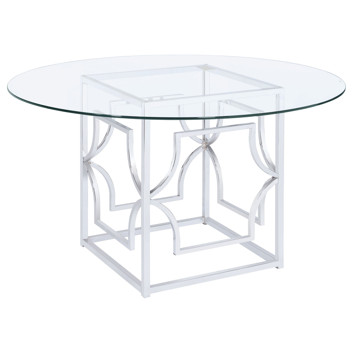 Starlight Chrome Round 54-Inch Glass Top Metal Dining Table