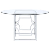 Starlight Chrome Round 54-Inch Glass Top Metal Dining Table