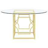 Starlight Brass Round 54-Inch Glass Top Metal Dining Table