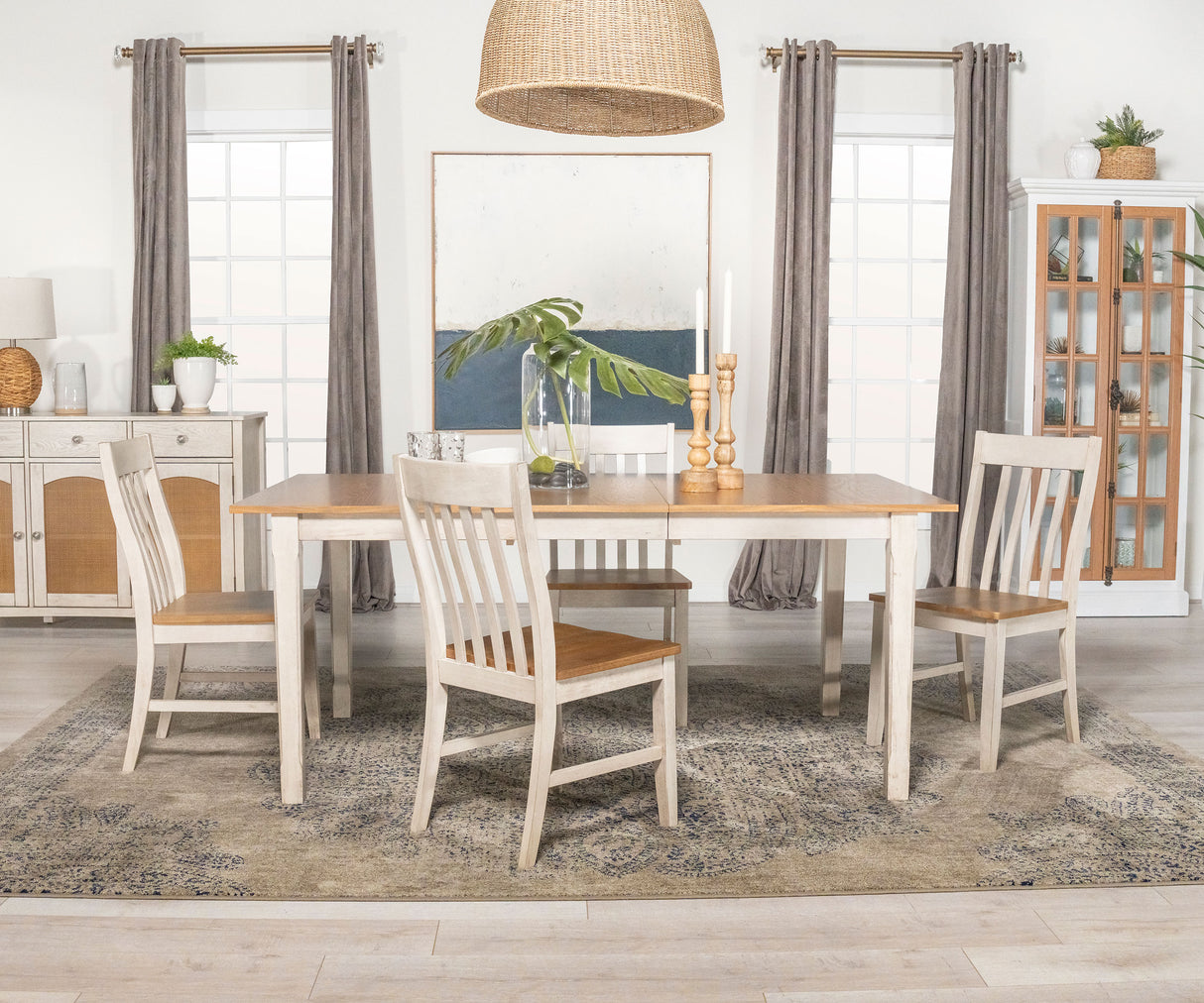 Kirby Rustic Off White 5-Piece Rectangular Dining Table Set