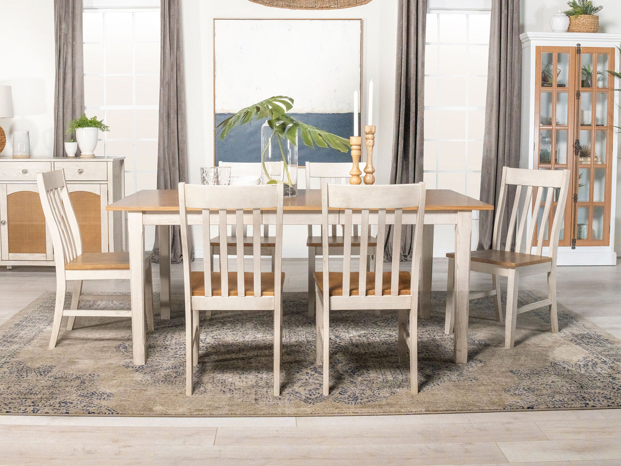 Kirby Rustic Off White 7-Piece Rectangular Dining Table Set